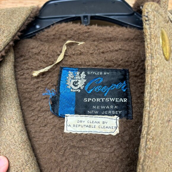 Vintage Cooper Sportswear Jacket Small Brown Wool Coat Newark New Jersey 70s - Picture 3 of 16